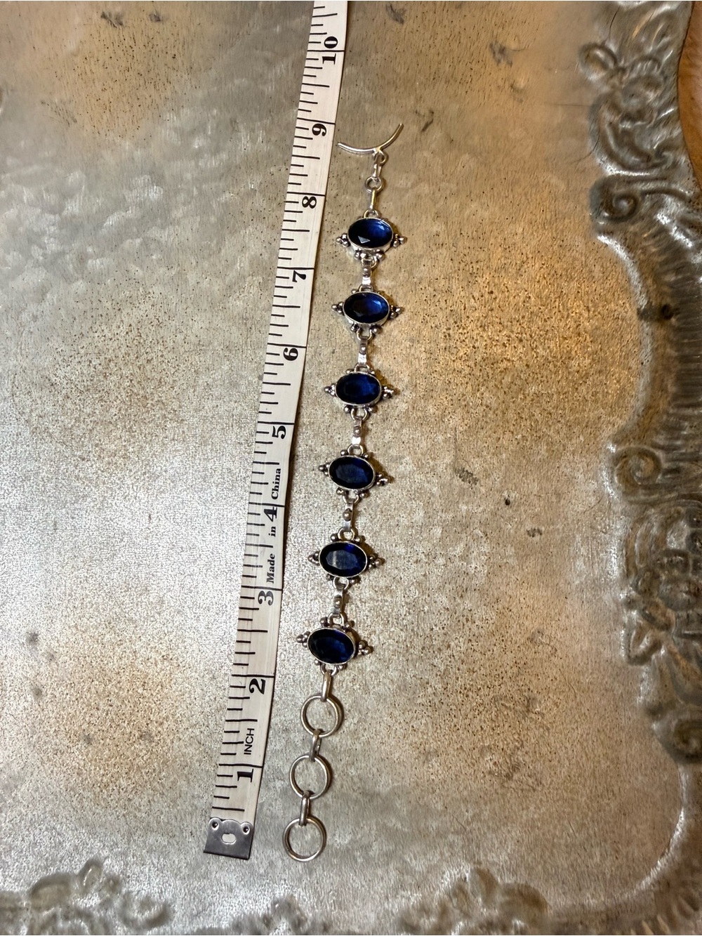 Sterling Silver Tanzanite Blue Gemstone Link Bracelet - Women - Picture 2 of 2
